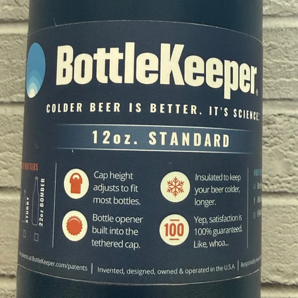 BottleKeeper Standard 2.0 Blue Powder Coat 12oz Insulated Beer Bottle Holder New